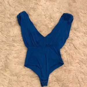 Beautiful Blue Silky Bodysuit